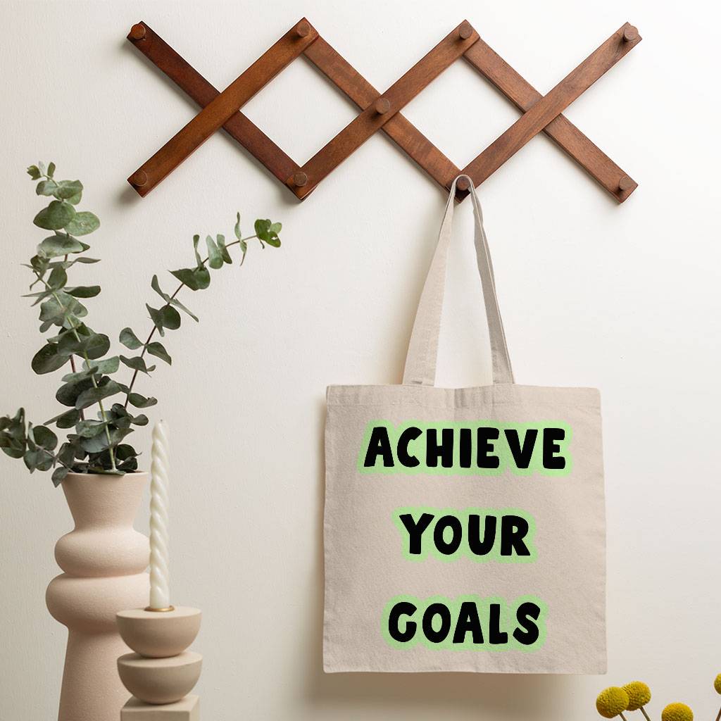 Achieve Your Goals Small Tote Bag - Trendy Design Shopping Bag - Best Print Tote Bag Tote Bags  