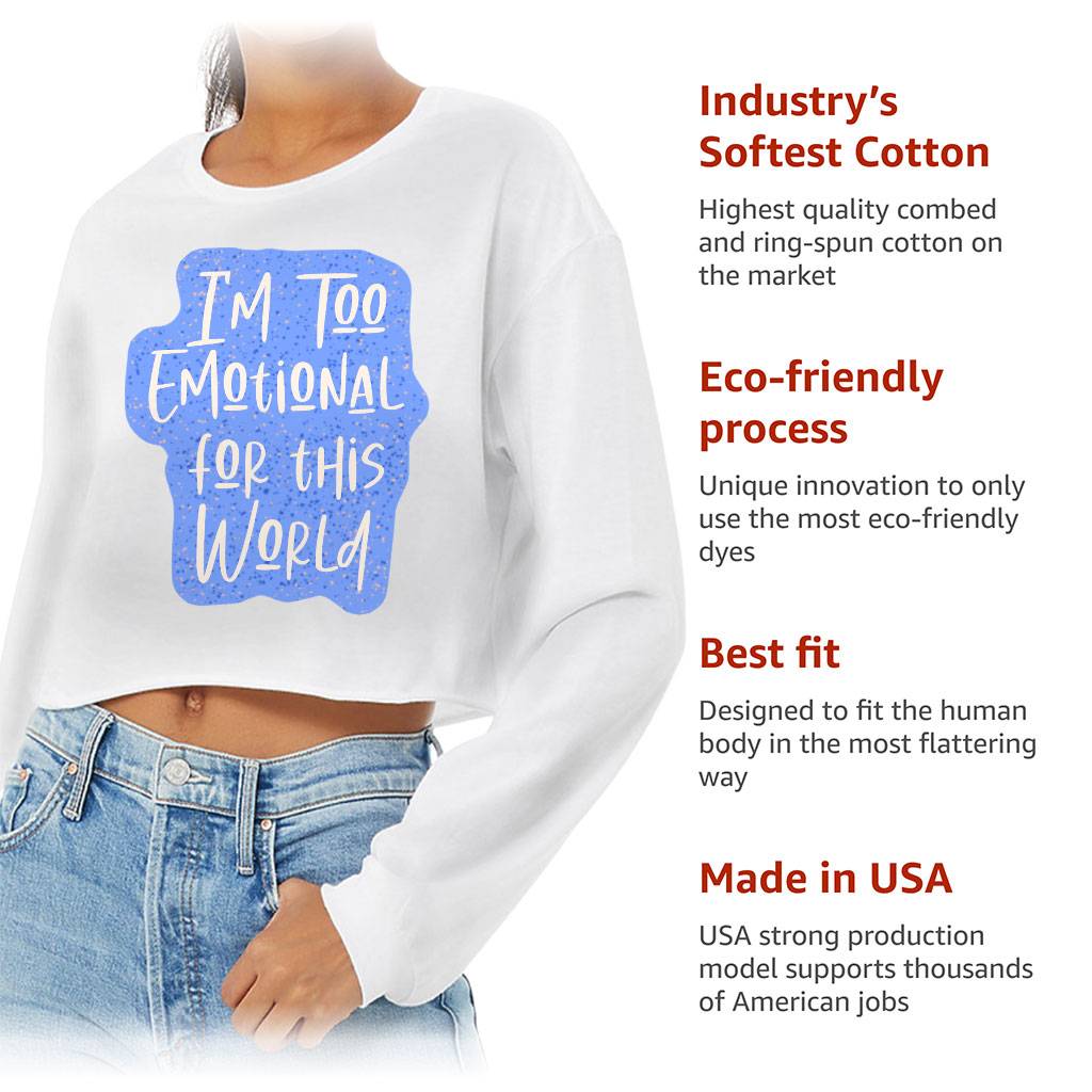 Cool Design Cropped Long Sleeve T-Shirt - Quotes Women's T-Shirt - Graphic Long Sleeve Tee Color : Black|Mauve|Mustard|White 
