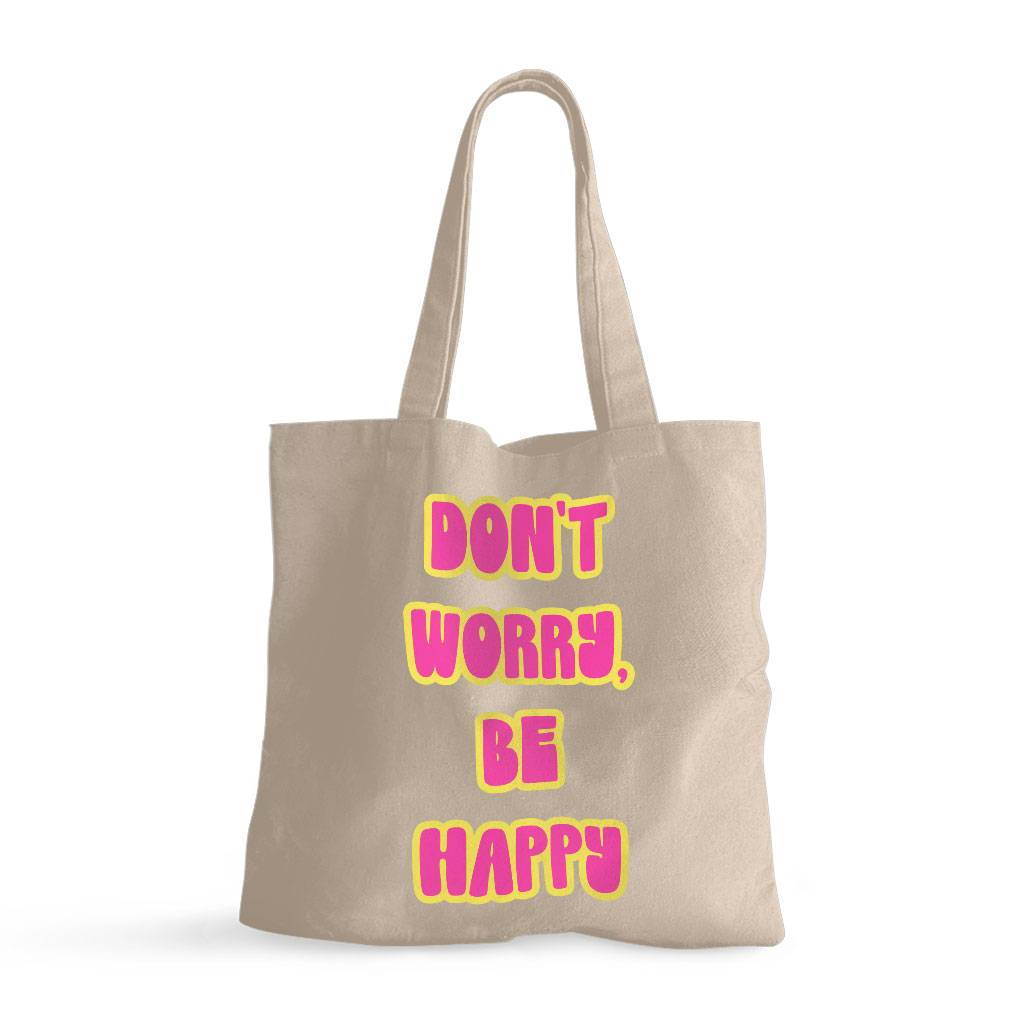 Don't Worry Be Happy Small Tote Bag - Cute Shopping Bag - Trendy Tote Bag Tote Bags  