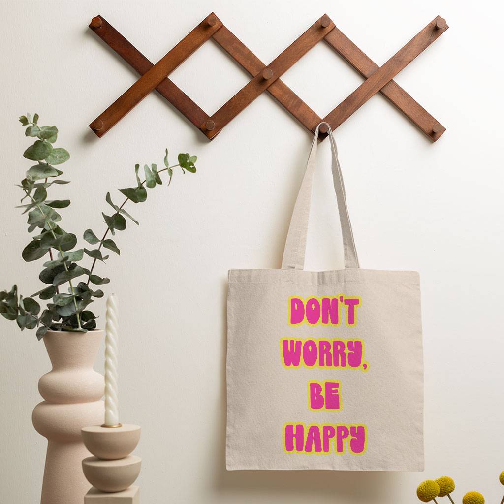 Don't Worry Be Happy Small Tote Bag - Cute Shopping Bag - Trendy Tote Bag Tote Bags  