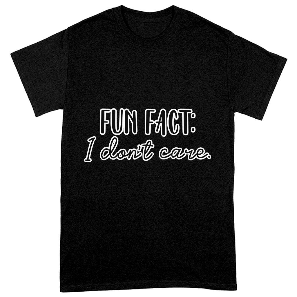 Fun Fact I Don't Care Heavy Cotton T-Shirt - Cool Tee Shirt - Trendy T-Shirt Color : Black|Forest Green|White 