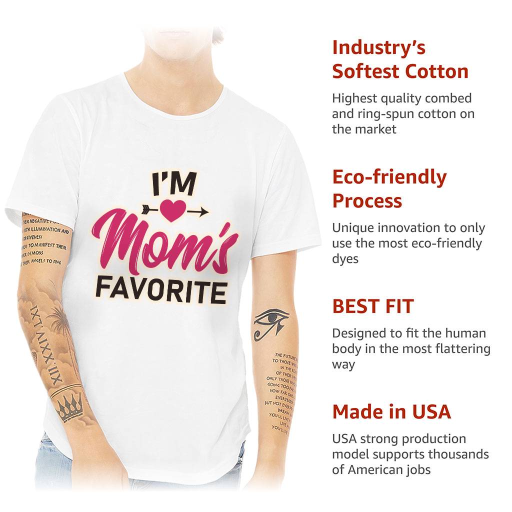 I'm Mom's Favorite Curved Hem T-Shirt - Cute T-Shirt - Graphic Curved Hem Tee Men's Clothing Shirts Color : Black|Dark Gray|Heather Cool Gray|White 