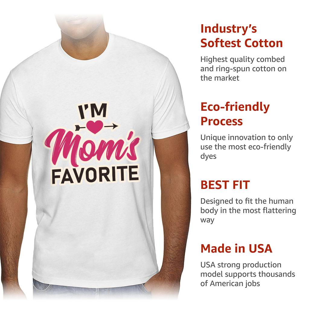 I'm Mom's Favorite Sueded T-Shirt - Cute T-Shirt - Graphic Sueded Tee Men's Clothing Shirts Color : Black|Light Gray|Midnight Navy|White 