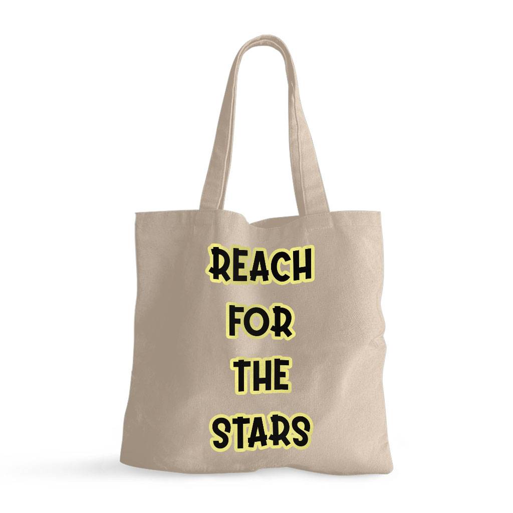 Reach for the Stars Small Tote Bag - Motivational Quote Shopping Bag - Cool Tote Bag Tote Bags  
