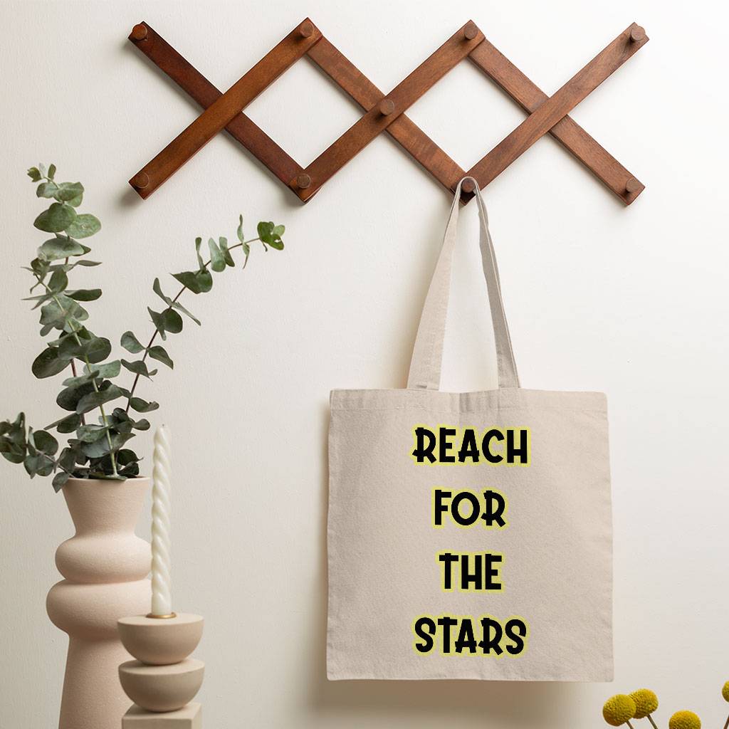 Reach for the Stars Small Tote Bag - Motivational Quote Shopping Bag - Cool Tote Bag Tote Bags  