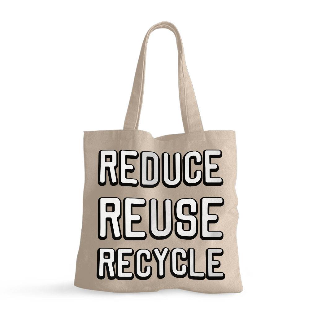 Reduce Reuse Recycle Small Tote Bag - Cute Design Shopping Bag - Best Design Tote Bag Tote Bags  