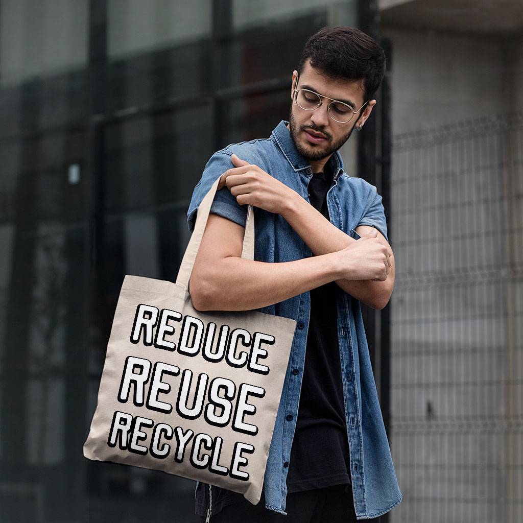 Reduce Reuse Recycle Small Tote Bag - Cute Design Shopping Bag - Best Design Tote Bag Tote Bags  