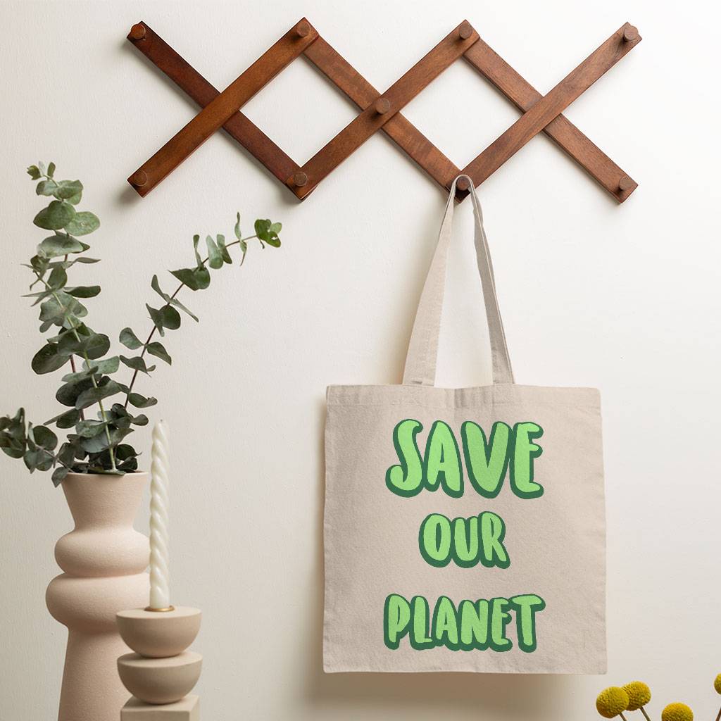 Save the Planet Small Tote Bag - Earth Day Shopping Bag - Trendy Tote Bag Tote Bags  