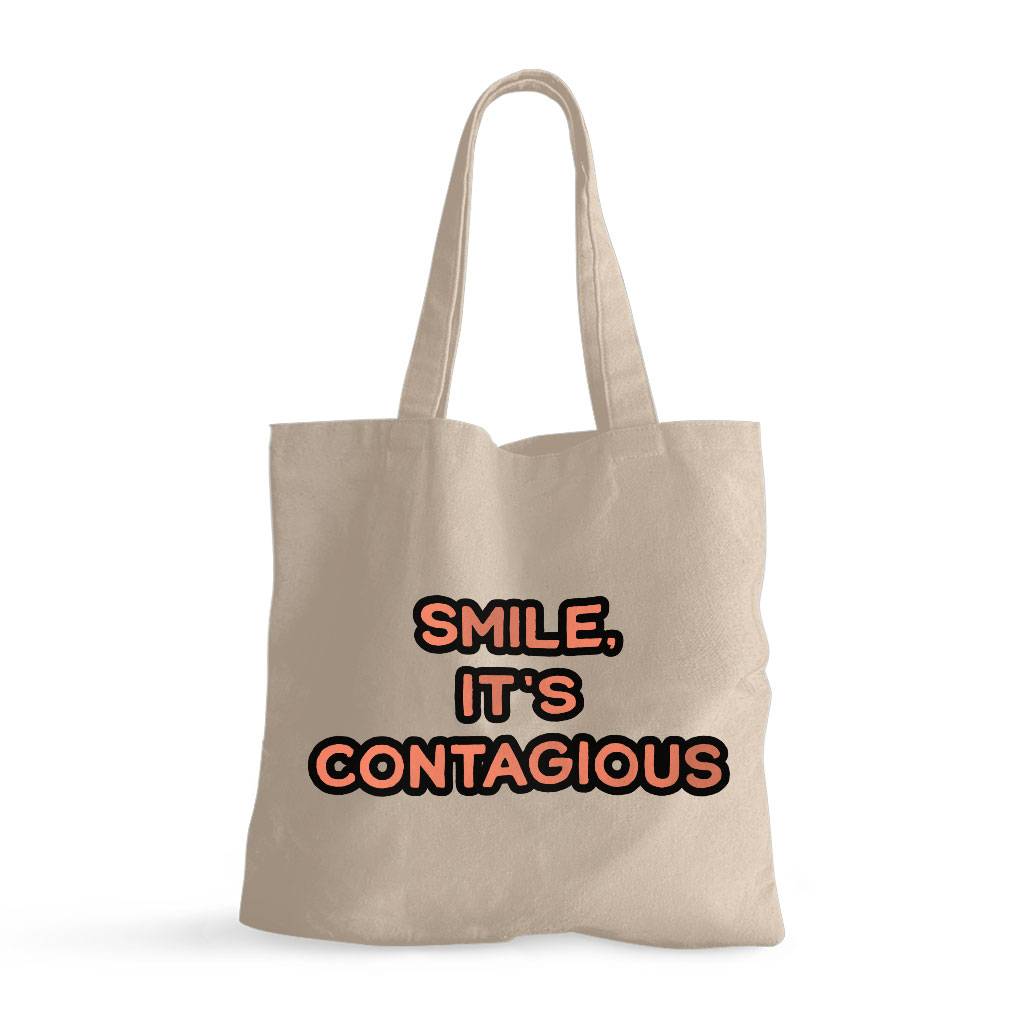 Smile Small Tote Bag - Funny Shopping Bag - Cool Trendy Tote Bag Tote Bags  