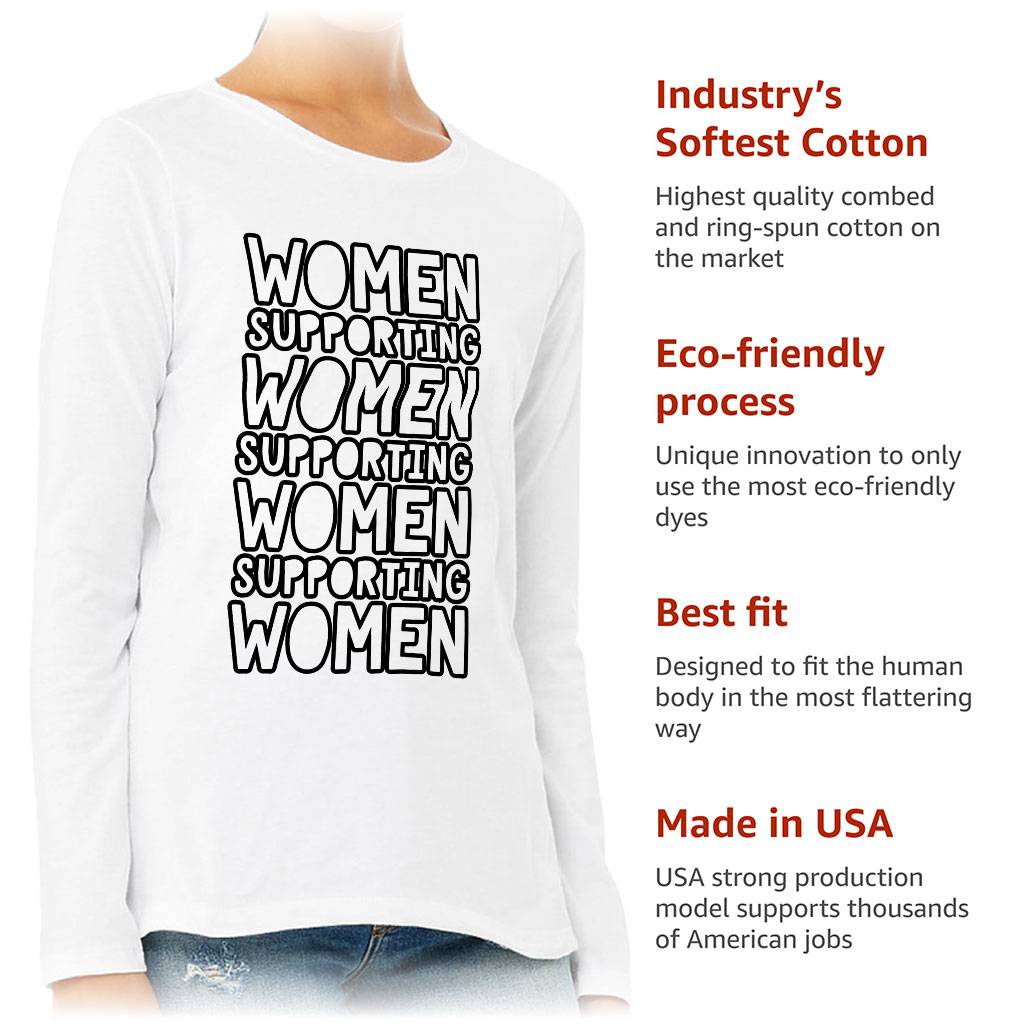Women Supporting Women Long Sleeve T-Shirt T-Shirts Women's Clothing Color : Athletic Heather|Black|Navy|White 