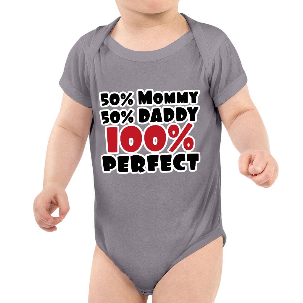 50 Mommy 50 Daddy 100 Perfect Baby Jersey Onesie - Trendy Baby Bodysuit - Cute Baby One-Piece Baby Kids & Babies Color : Black|Storm|True Royal|White 