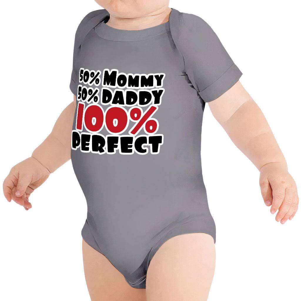 50 Mommy 50 Daddy 100 Perfect Baby Jersey Onesie - Trendy Baby Bodysuit - Cute Baby One-Piece Baby Kids & Babies Color : Black|Storm|True Royal|White 
