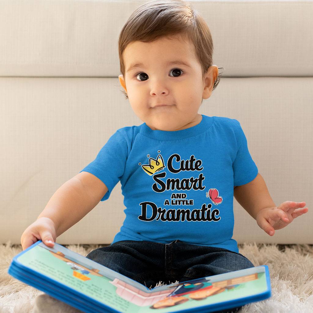 A Little Dramatic Baby Jersey T-Shirt - Funny Quote Baby T-Shirt - Trendy T-Shirt for Babies Baby Kids & Babies Color : Athletic Heather|Heather Columbia Blue|White 