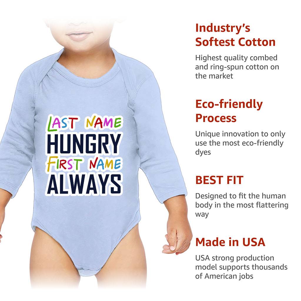 Always Hungry Baby Long Sleeve Onesie - Best Funny Baby Long Sleeve Bodysuit - Graphic Baby One-Piece Baby Kids & Babies Color : Black|Heather|Light Blue|White 