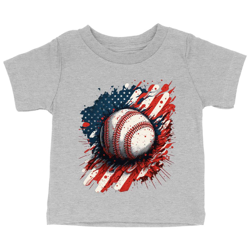 American Flag Baseball Baby Jersey T-Shirt - Patriotic Baby T-Shirt - Cool Design T-Shirt for Babies Baby Kids & Babies Color : Athletic Heather|Heather Columbia Blue|White 