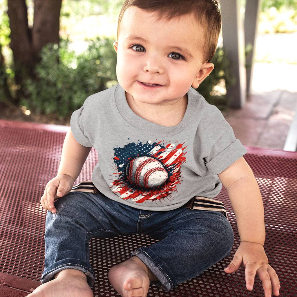 American Flag Baseball Baby Jersey T-Shirt - Patriotic Baby T-Shirt - Cool Design T-Shirt for Babies Baby Kids & Babies Color : Athletic Heather|Heather Columbia Blue|White 