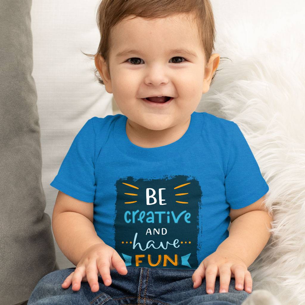 Be Creative Baby Jersey T-Shirt - Trendy Baby T-Shirt - Cool Design T-Shirt for Babies Baby Kids & Babies Color : Athletic Heather|Heather Columbia Blue|White 