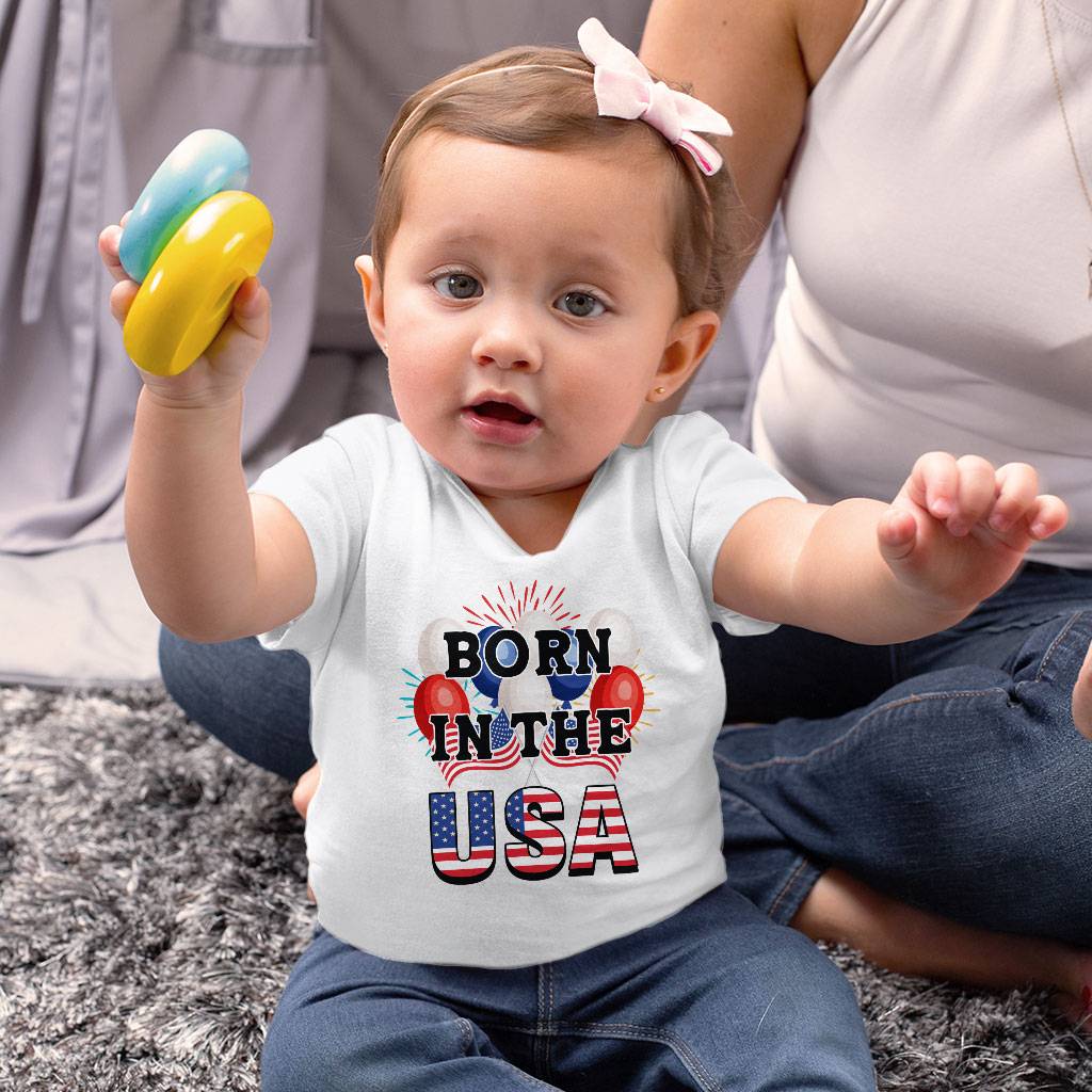Born in the USA Baby Jersey Onesie - American Flag Baby Bodysuit - Patriotic Baby One-Piece Baby Kids & Babies Color : Heather Dust|White|Yellow 