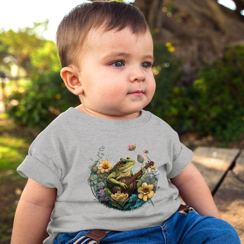 Cute Frog Baby Jersey T-Shirt - Flower Baby T-Shirt - Funny T-Shirt for Babies Baby Kids & Babies Color : Athletic Heather|Heather Columbia Blue|White 