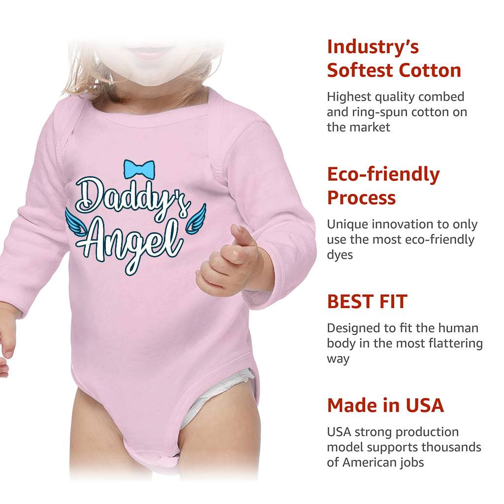 Daddy's Angel Baby Long Sleeve Onesie - Best Design Baby Long Sleeve Bodysuit - Illustration Baby One-Piece Baby Kids & Babies Color : Mauve|Natural|Pink|White 