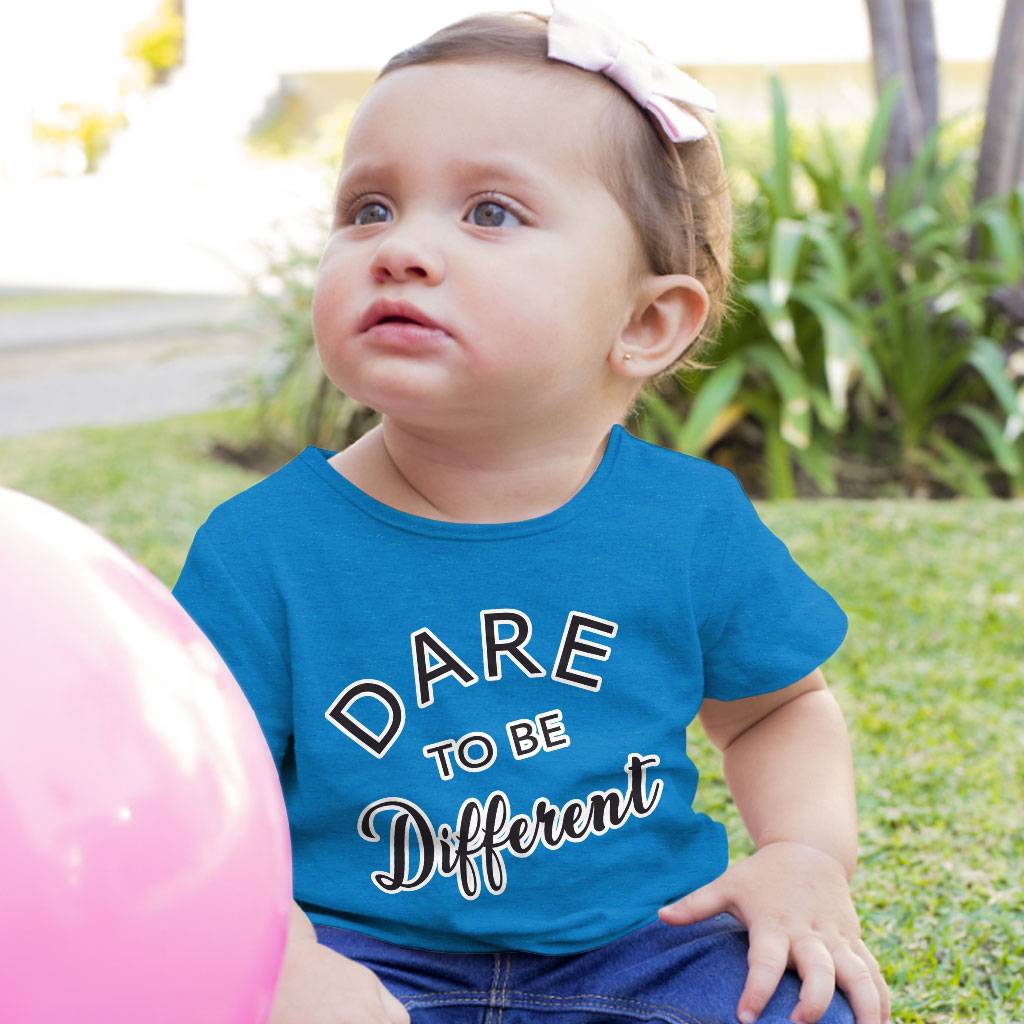 Dare to Be Different Baby Jersey T-Shirt - Cool Baby T-Shirt - Graphic T-Shirt for Babies Baby Kids & Babies Color : Athletic Heather|Heather Columbia Blue|White 