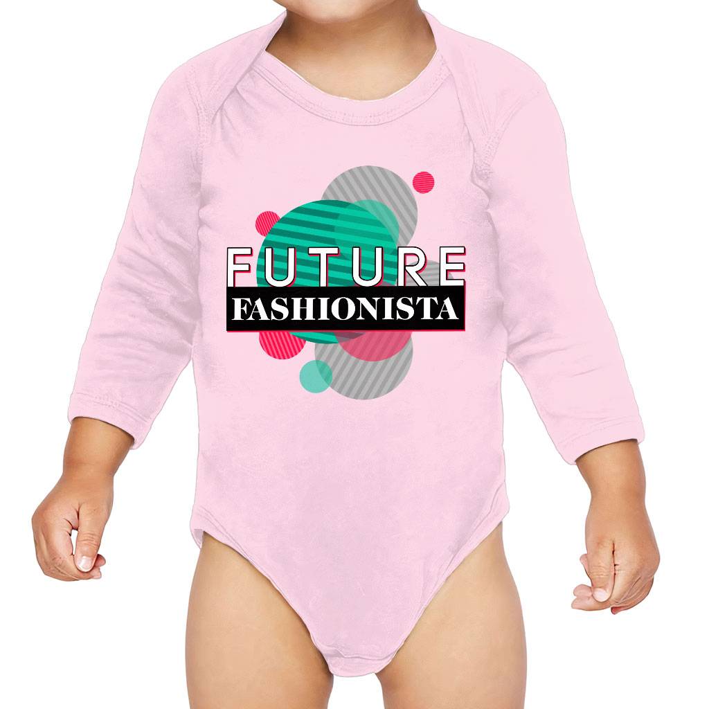 Fashionista Baby Long Sleeve Onesie - Funny Baby Long Sleeve Bodysuit - Cool Baby One-Piece Baby Kids & Babies Color : Mauve|Natural|Pink|White 
