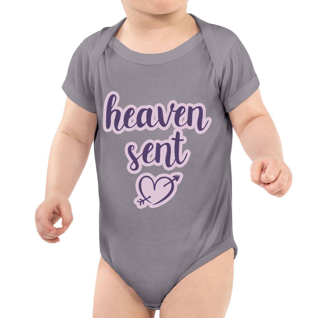Heaven Sent Baby Jersey Onesie - Angel Baby Bodysuit - Heart Print Baby One-Piece Baby Kids & Babies Color : Black|Storm|True Royal|White 