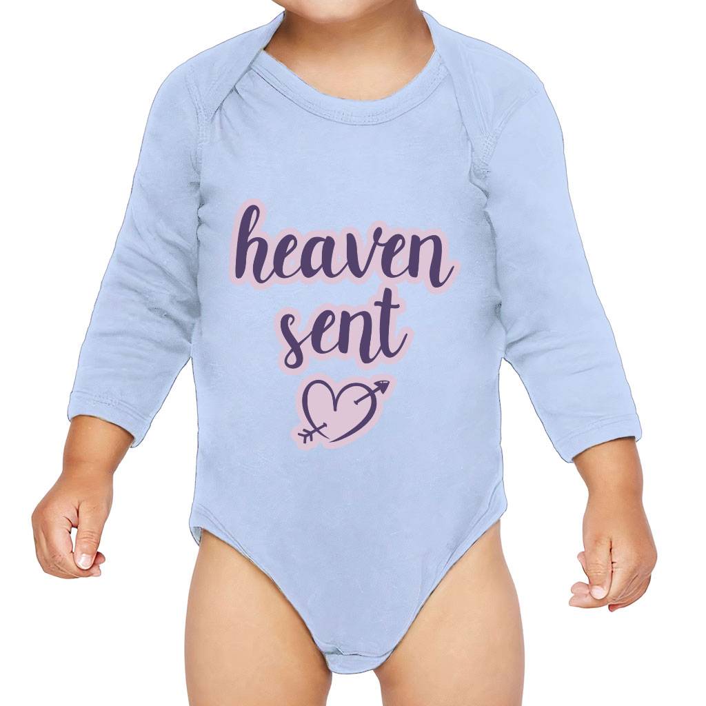 Heaven Sent Baby Long Sleeve Onesie - Angel Baby Long Sleeve Bodysuit - Heart Print Baby One-Piece Baby Kids & Babies Color : Black|Heather|Light Blue|White 
