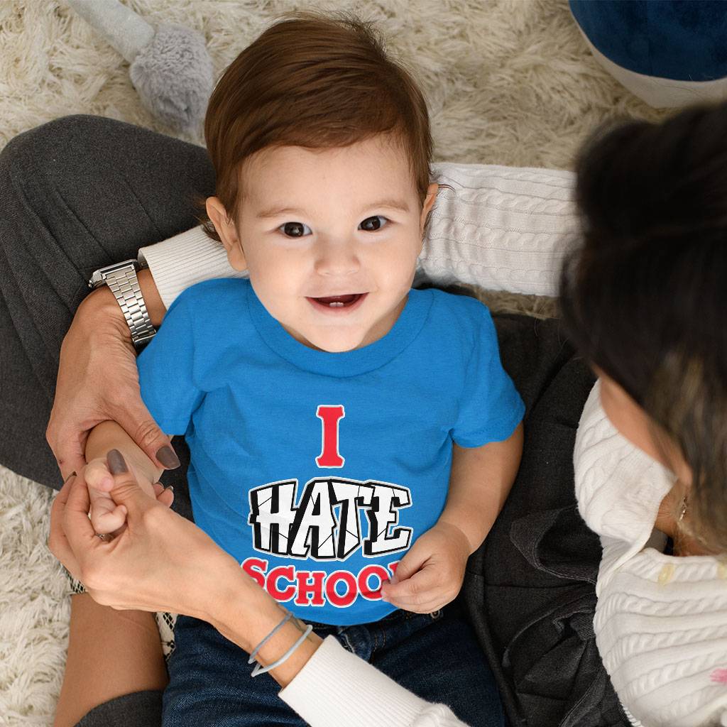 I Hate School Baby Jersey T-Shirt - Printed Baby T-Shirt - Cool Trendy T-Shirt for Babies Baby Kids & Babies Color : Athletic Heather|Heather Columbia Blue|White 