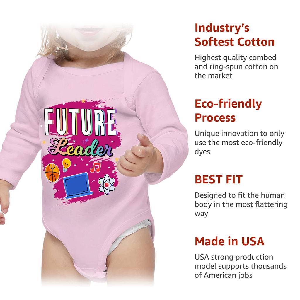 I'm a Future Leader Baby Long Sleeve Onesie - Cool Design Baby Long Sleeve Bodysuit - Graphic Baby One-Piece Baby Kids & Babies Color : Mauve|Natural|Pink|White 