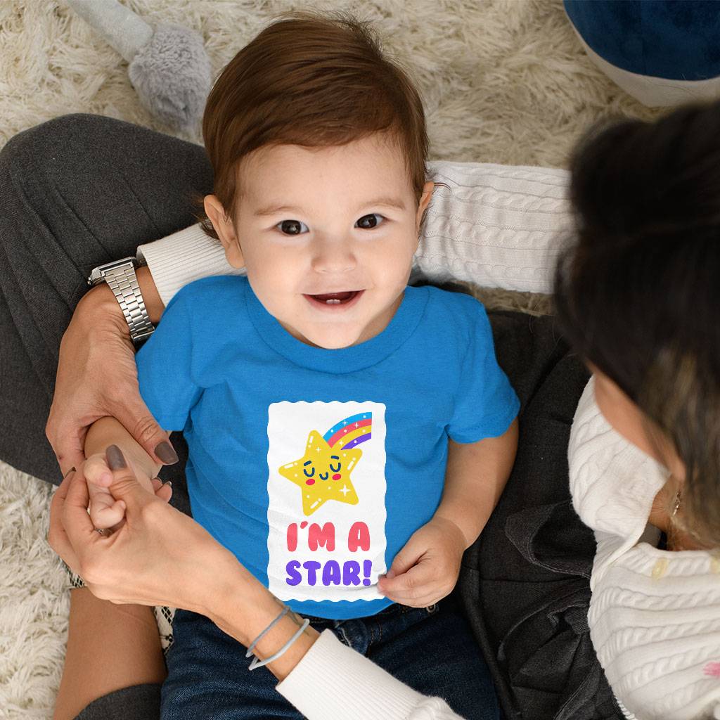 I'm a Star Baby Jersey T-Shirt - Cute Kawaii Baby T-Shirt - Rainbow T-Shirt for Babies Baby Kids & Babies Color : Athletic Heather|Heather Columbia Blue|White 