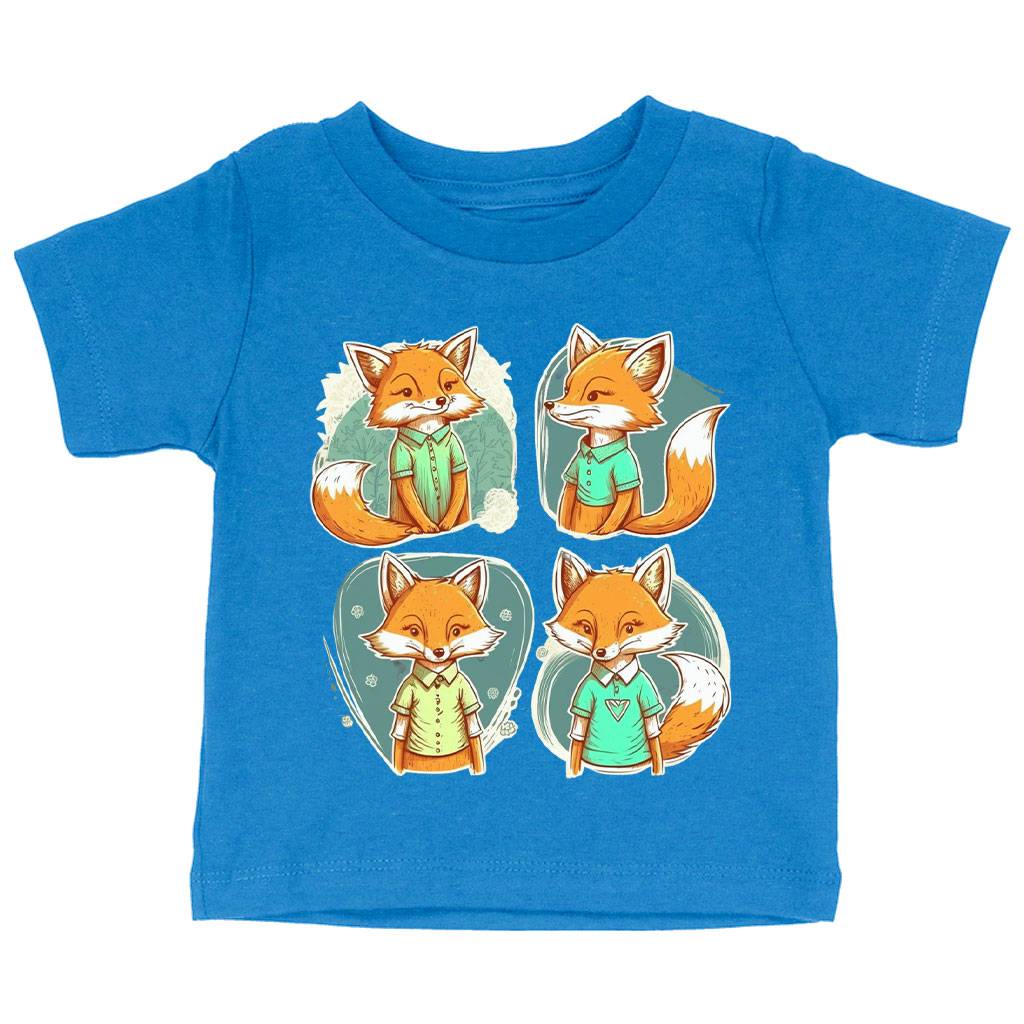 Kawaii Fox Baby Jersey T-Shirt - Cartoon Design Baby T-Shirt - Animal T-Shirt for Babies Baby Kids & Babies Color : Athletic Heather|Heather Columbia Blue|White 