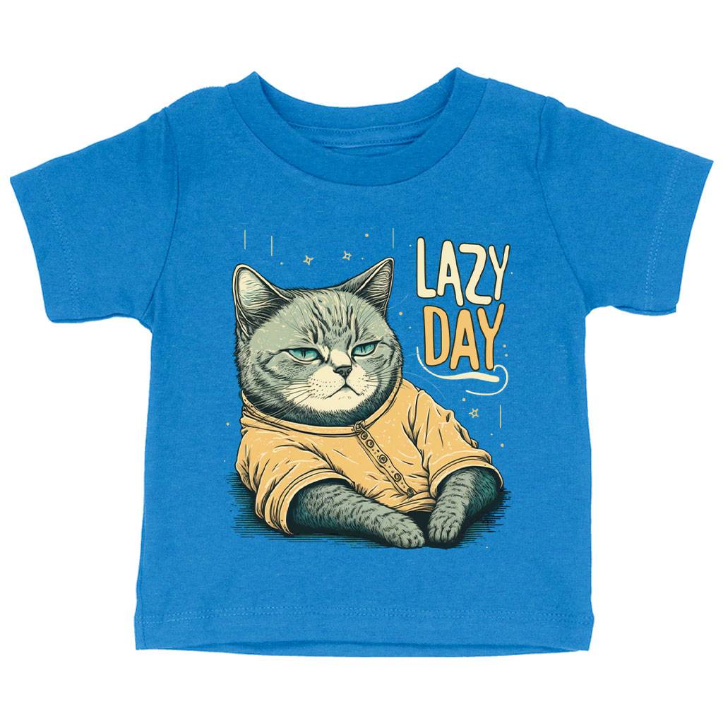 Lazy Day Baby Jersey T-Shirt - Funny Cat Baby T-Shirt - Graphic T-Shirt for Babies Baby Kids & Babies Color : Athletic Heather|Heather Columbia Blue|White 