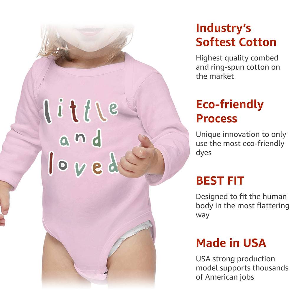 Little and Loved Baby Long Sleeve Onesie - Kawaii Baby Long Sleeve Bodysuit - Themed Baby One-Piece Baby Kids & Babies Color : Mauve|Natural|Pink|White 