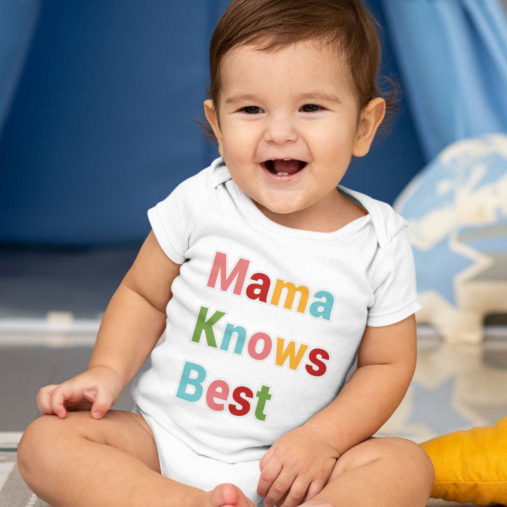 Mama Knows Best Baby Jersey Onesie - Colorful Baby Bodysuit - Cute Baby One-Piece Baby Kids & Babies Color : Heather Dust|White|Yellow 