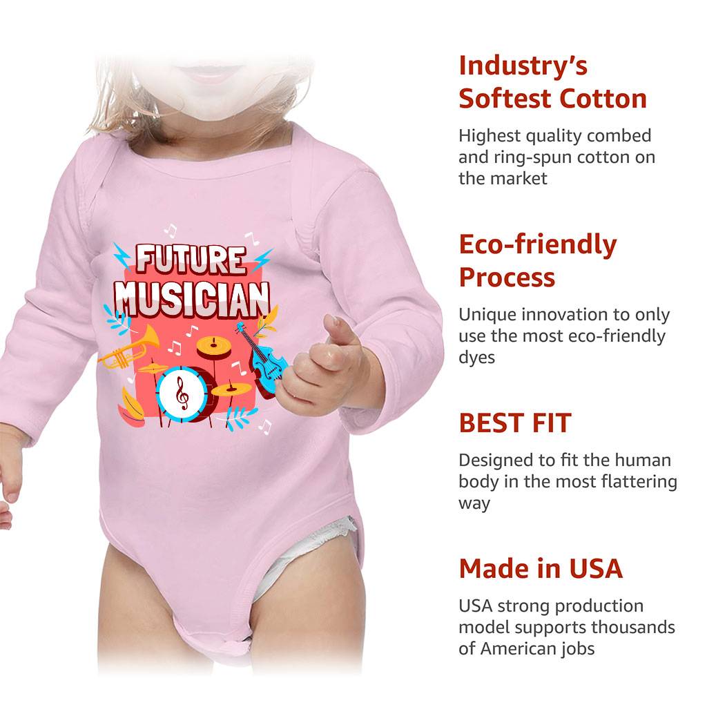 Musician Baby Long Sleeve Onesie - Funny Baby Long Sleeve Bodysuit - Illustration Baby One-Piece Baby Kids & Babies Color : Mauve|Natural|Pink|White 