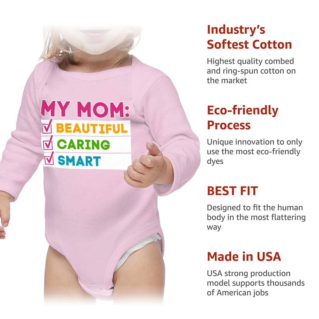 My Mom Baby Long Sleeve Onesie - Cute Baby Long Sleeve Bodysuit - Best Graphic Baby One-Piece Baby Kids & Babies Color : Mauve|Natural|Pink|White 
