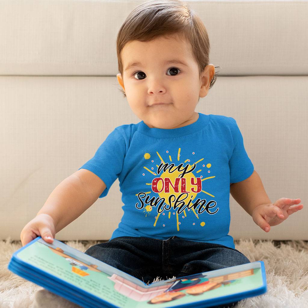 My Only Sunshine Baby Jersey T-Shirt - Printed Baby T-Shirt - Cute Design T-Shirt for Babies Baby Kids & Babies Color : Athletic Heather|Heather Columbia Blue|White 
