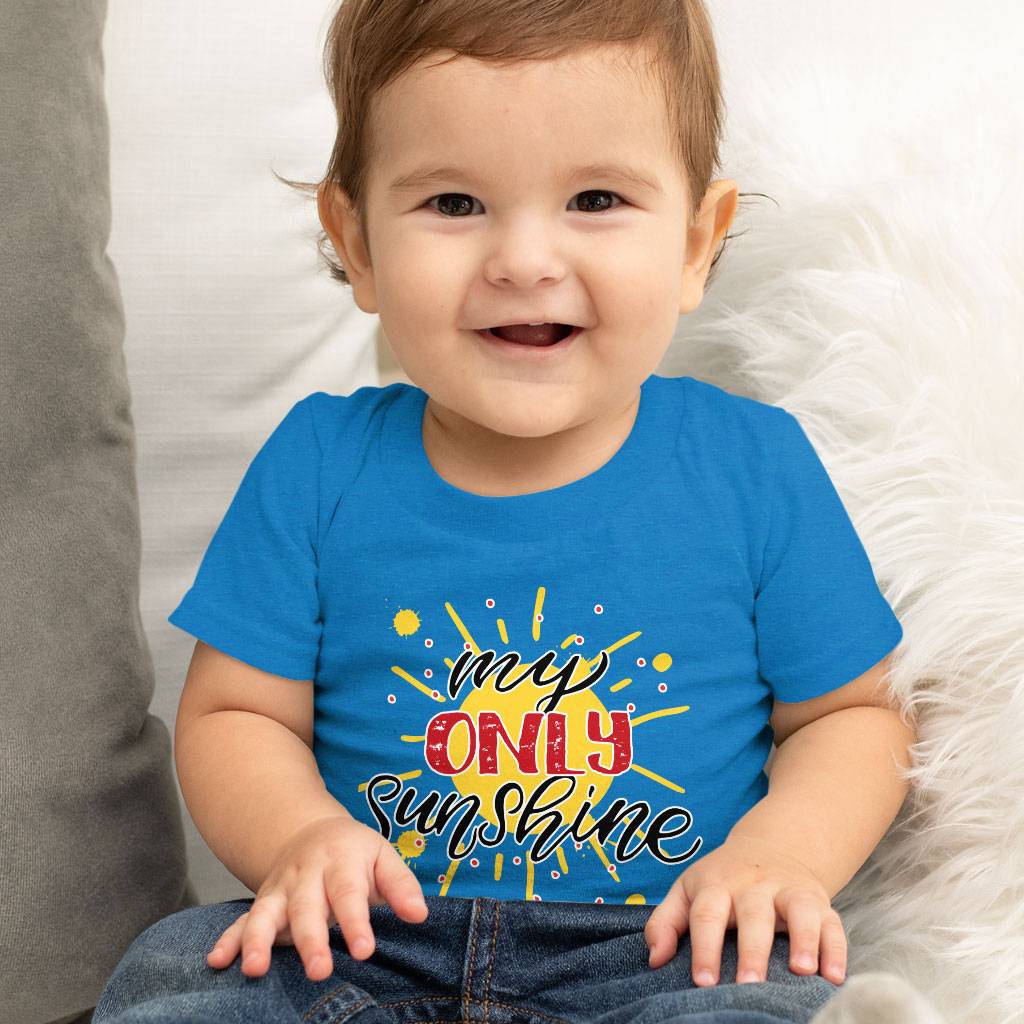 My Only Sunshine Baby Jersey T-Shirt - Printed Baby T-Shirt - Cute Design T-Shirt for Babies Baby Kids & Babies Color : Athletic Heather|Heather Columbia Blue|White 