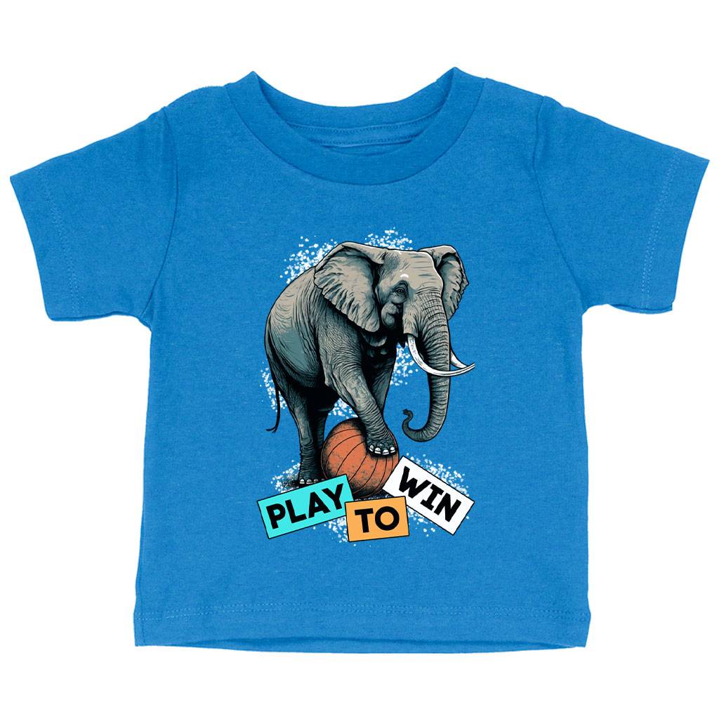 Play to Win Baby Jersey T-Shirt - Elephant Baby T-Shirt - Basketball T-Shirt for Babies Baby Kids & Babies Color : Athletic Heather|Heather Columbia Blue|White 