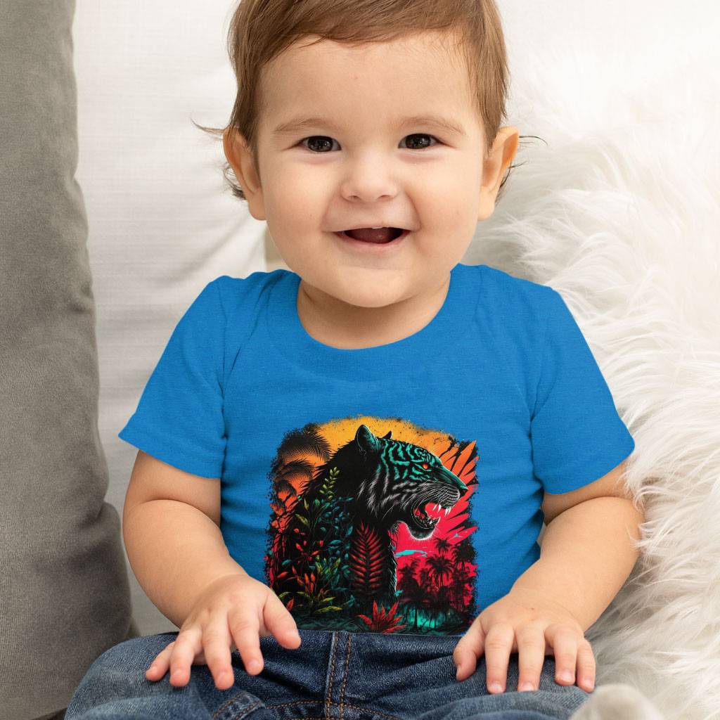 Tiger Print Baby Jersey T-Shirt - Illustration Baby T-Shirt - Themed T-Shirt for Babies Baby Kids & Babies Color : Athletic Heather|Heather Columbia Blue|White 